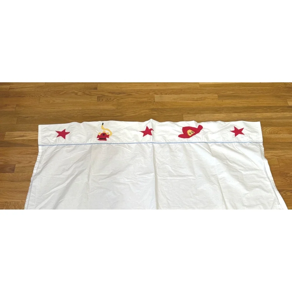 Firefighter Flat Sheet White Red Stars‎ Fire Hydrant Helmet